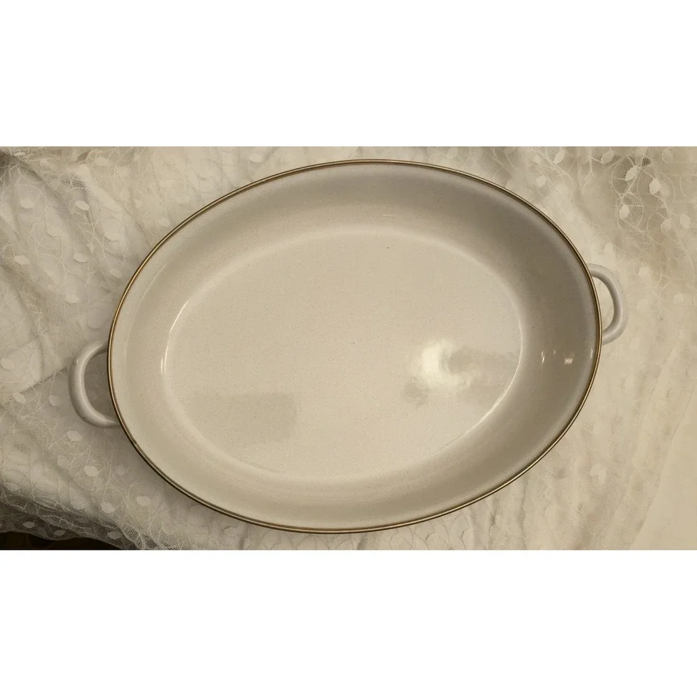 VTG 70's Harvest Blossom Porcelain Enamel Cookware Casserole Dish